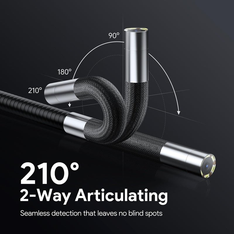 DEPSTECH 210° Two-Way Articulating Borescope, 0.24in Ultra-Slim Endoscope Camera with Lights, 4.5” IPS Screen, 5ft Waterproof Flexible Snake Tube, Industrial Inspection Camera for Automotive Mechanics - Image 2